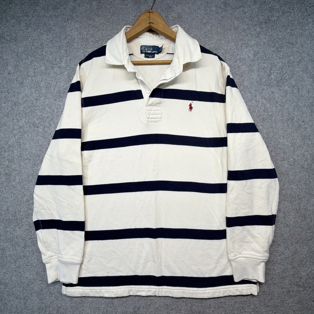 Vintage Polo Ralph Lauren Mens L Rugby Sweat Shirt Long Sleeve Nautical Sailing